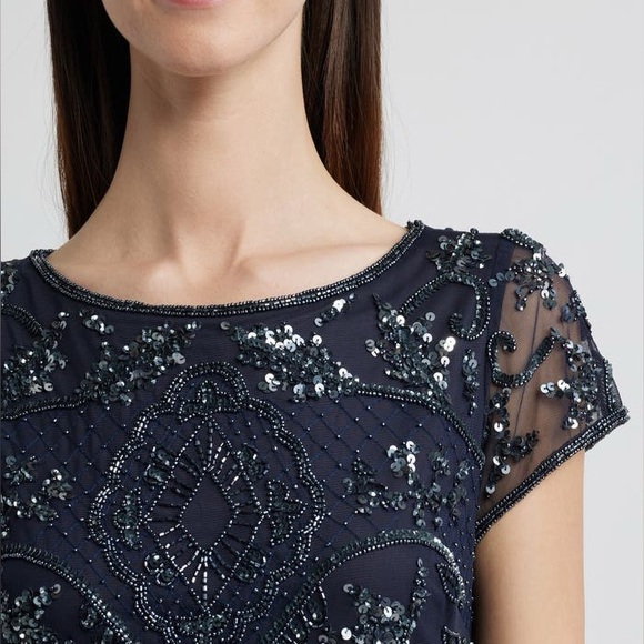 PISARRO NIGHTS Beaded Mesh Midi Cocktail Dress ❤️NWT❤️IN STORES❤️ - Picture 4 of 6